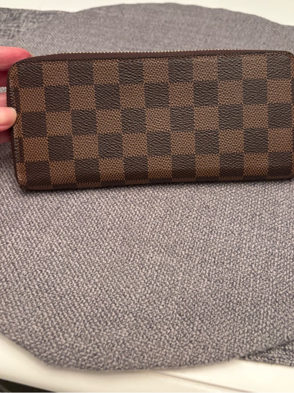 Louis Vuitton Red & Brown Damier Zip Card Wallet